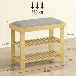 Banco zapatero Flower Homcom 6 pares 2 niveles con cojín 49x60x29 cm