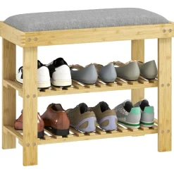 Banco zapatero Flower Homcom 6 pares 2 niveles con cojín 49x60x29 cm