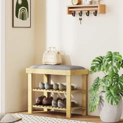 Banco zapatero Flower Homcom 6 pares 2 niveles con cojín 49x60x29 cm