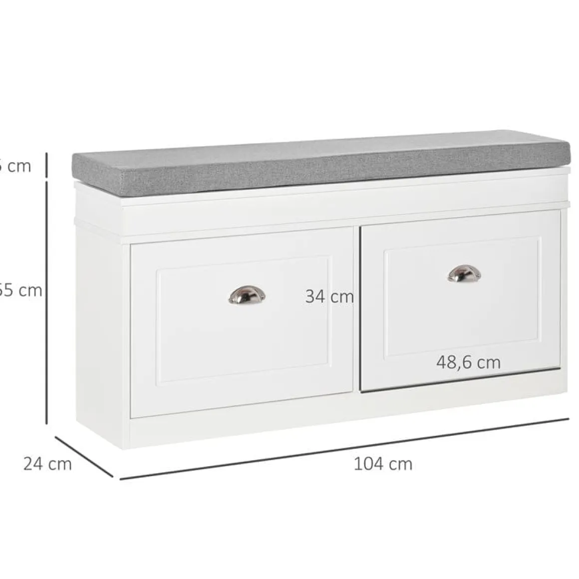 Banco zapatero Homcom 2 cajones blanco 55x104x24 cm