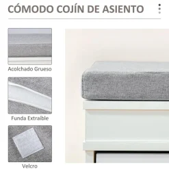 Banco zapatero Homcom 2 cajones blanco 55x104x24 cm