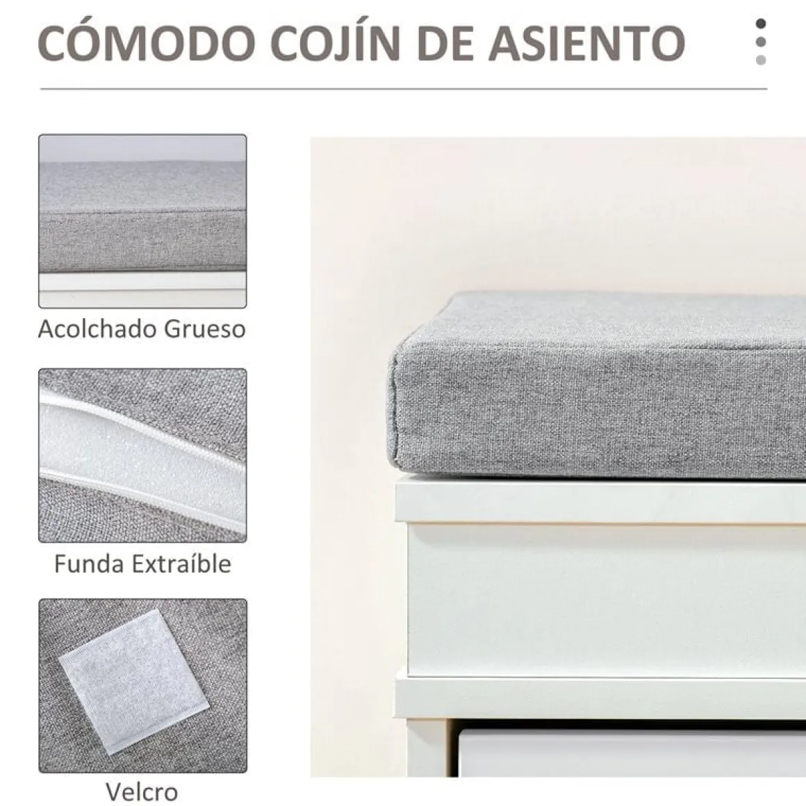 Banco zapatero Homcom 2 cajones blanco 55x104x24 cm