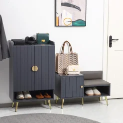 Banco zapatero Jade Homcom armario + compartimento 4 pares 49x80x33 cm