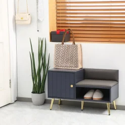 Banco zapatero Jade Homcom armario + compartimento 4 pares 49x80x33 cm