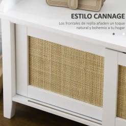 Banco zapatero Lovviken Homcom 2 puertas blanco/natural 45x80x35 cm