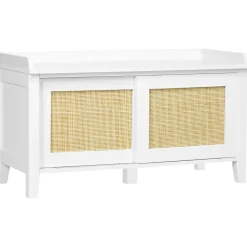 Banco zapatero Lovviken Homcom 2 puertas blanco/natural 45x80x35 cm