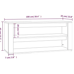 Banco zapatero Macarena 2 estantes blanco 45x100x35 cm