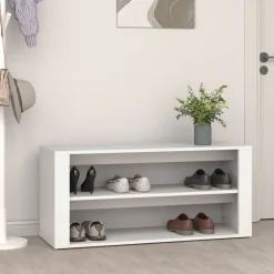 Banco zapatero Macarena 2 estantes blanco 45x100x35 cm