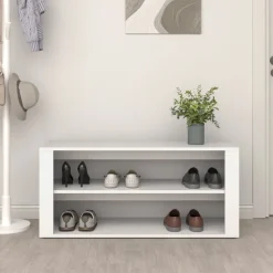 Banco zapatero Macarena 2 estantes blanco 45x100x35 cm