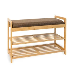 Banco zapatero MOA Vinthera 2 estantes con asiento acolchado natural 50x70x30 cm