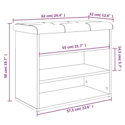 Banco zapatero Penny asiento + baúl + 2 estantes 50x62x32 cm