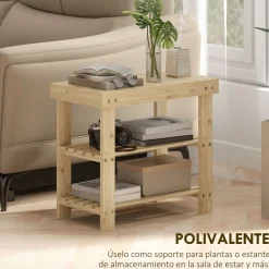 Banco zapatero Tarde Homcom 2 estantes natural 45x50x28 cm