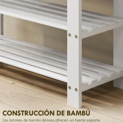 Banco zapatero Trigo Homcom 2 estantes blanco 45x70x28 cm