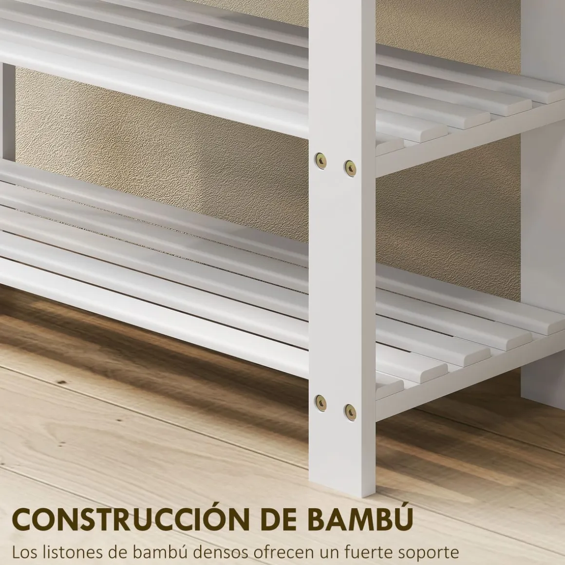 Banco zapatero Trigo Homcom 2 estantes blanco 45x70x28 cm