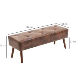 Banqueta Cloe Homcom acolchado marrón 42x114x38 cm