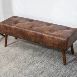 Banqueta Cloe Homcom acolchado marrón 42x114x38 cm