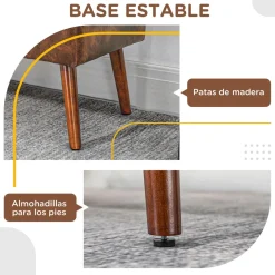 Banqueta Cloe Homcom acolchado marrón 42x114x38 cm