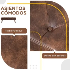 Banqueta Cloe Homcom acolchado marrón 42x114x38 cm