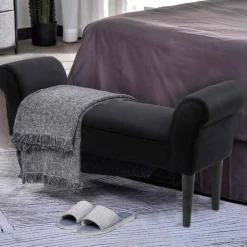 Banqueta Homcom acolchada negro 51x102x31 cm