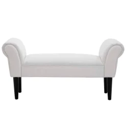 Banqueta Homcom acolchada gris claro 51x102x31 cm