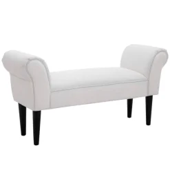 Banqueta Homcom acolchada gris claro 51x102x31 cm