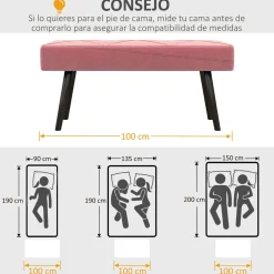 Banqueta Zure Homcom acolchada 45x100x36 cm