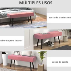 Banqueta Zure Homcom acolchada 45x100x36 cm
