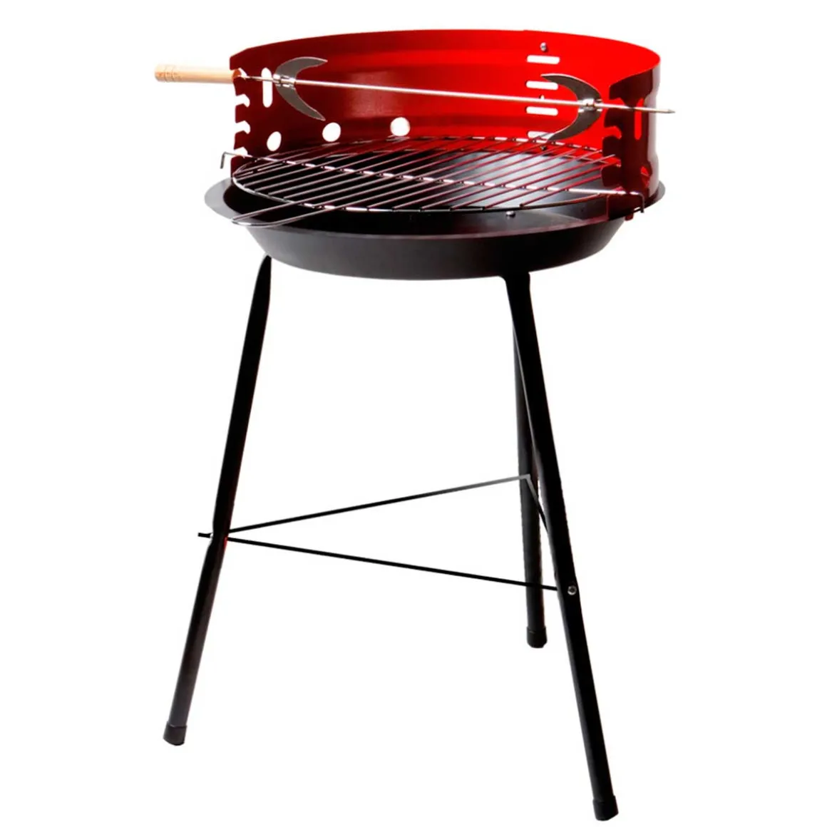 Barbacoa de carbón Aktive Barbecue 1 parrilla+2 agujas 4 alturas rojo/negro
