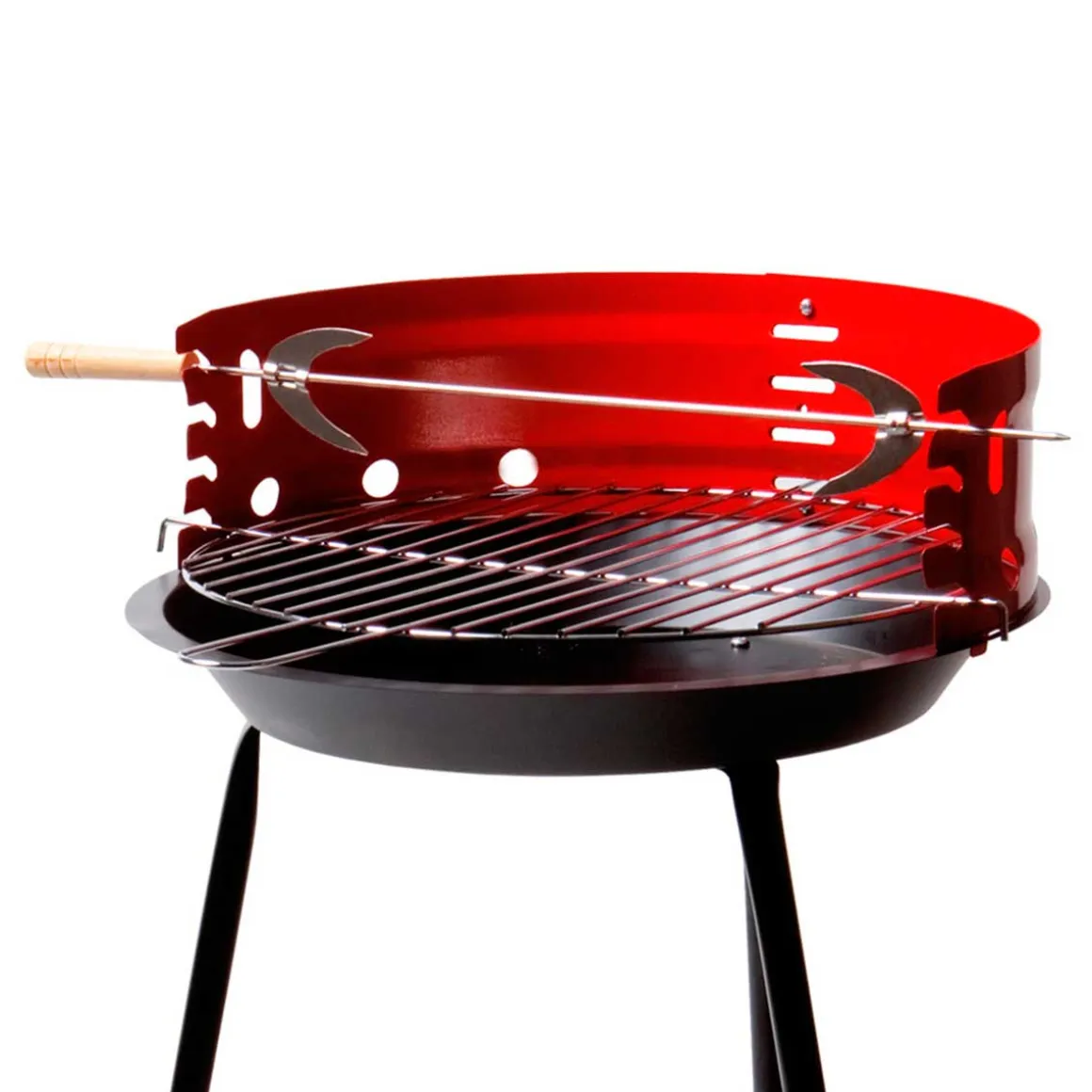 Barbacoa de carbón Aktive Barbecue 1 parrilla+2 agujas 4 alturas rojo/negro