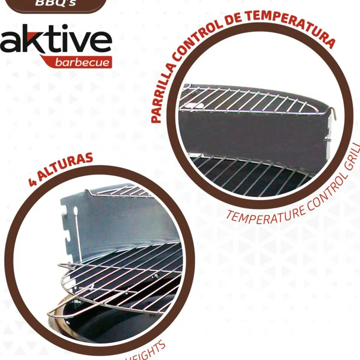 Barbacoa de carbón Aktive Barbecue 2 parrillas 4 alturas inox