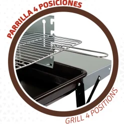 Barbacoa de carbón Aktive Barbecue 1 parrilla 4 alturas inox
