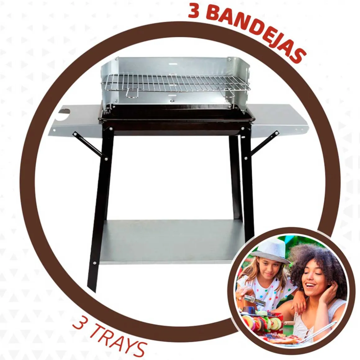 Barbacoa de carbón Aktive Barbecue 1 parrilla 4 alturas inox