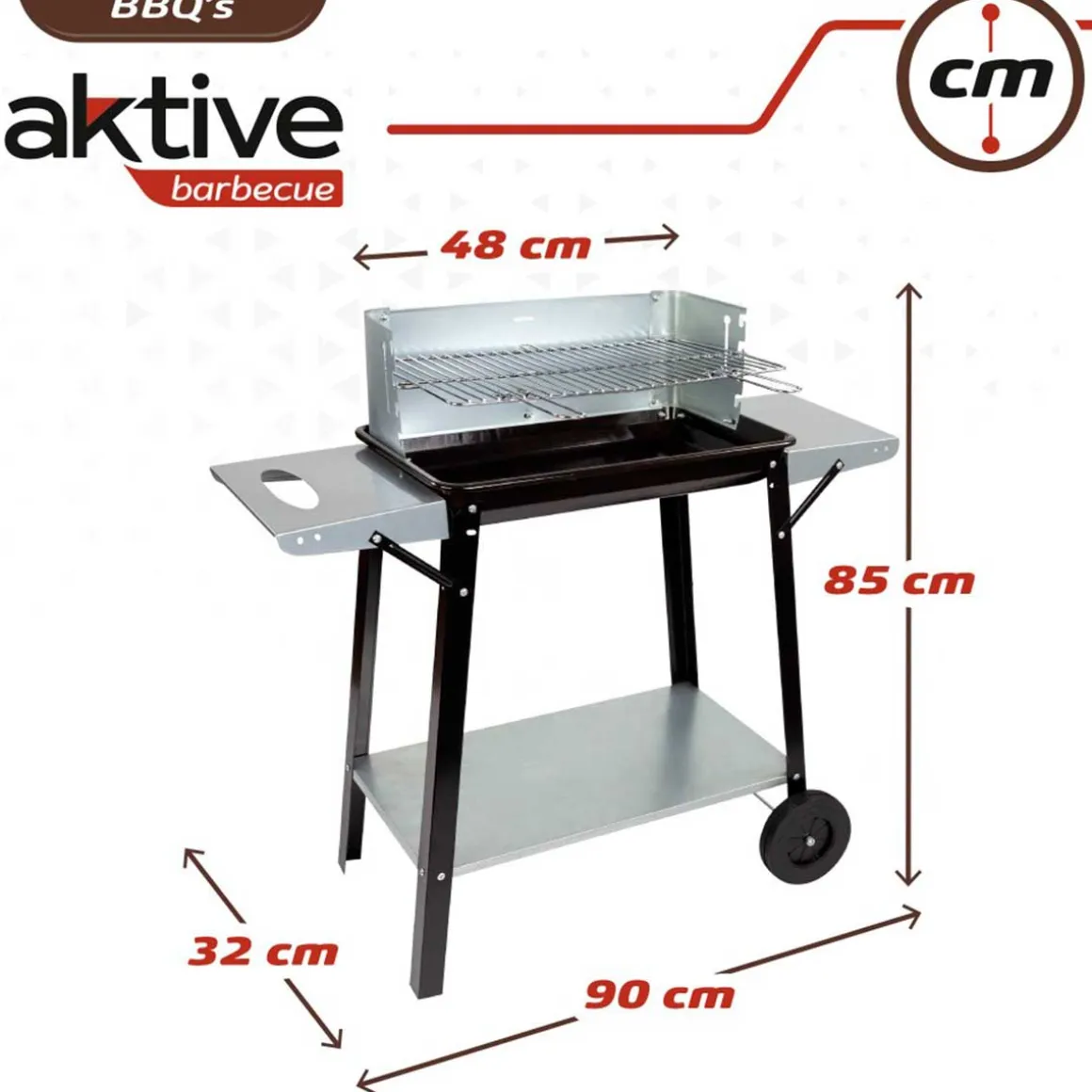 Barbacoa de carbón Aktive Barbecue 1 parrilla 4 alturas inox