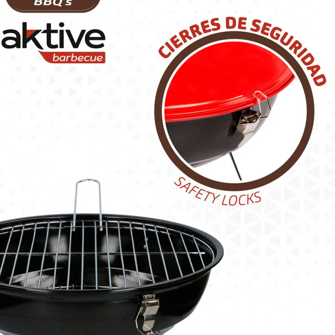 Barbacoa de carbón Aktive Barbecue con tapa rojo/negro
