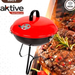 Barbacoa de carbón Aktive Barbecue con tapa rojo/negro