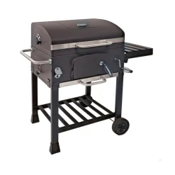 Barbacoa de carbón con ruedas negro 113x100x45 cm