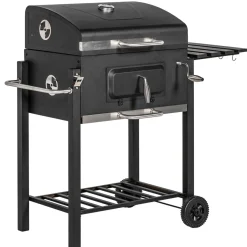 Barbacoa de carbón Jay tapa + termostato + ruedas negro 108x113x65 cm