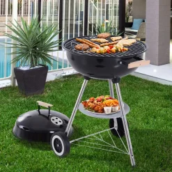 Barbacoa de carbón Outsunny negro/plata 85x56x48 cm