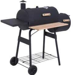 Barbacoa de carbón Outsunny 3 en 1 negro 104x124x53 cm