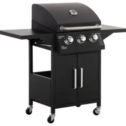 Barbacoa de gas Outsunny con ruedas negro 109x121x55 cm