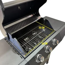 Barbacoa de gas Pegaso Hannover Grill 3 fuegos 110x110x46 cm negro