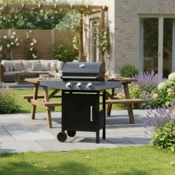 Barbacoa de gas Pegaso Hannover Grill 3 fuegos 110x110x46 cm negro