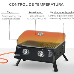 Barbacoa de mesa Outsunny 2 quemadores negro
