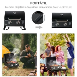 Barbacoa de mesa Outsunny 2 quemadores negro