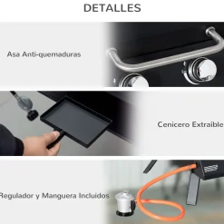Barbacoa de mesa Outsunny 2 quemadores negro