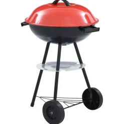 Barbacoa portátil de carbón con ruedas rojo/negro Ø44 cm