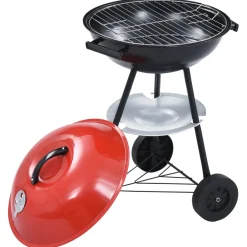 Barbacoa portátil de carbón con ruedas rojo/negro Ø44 cm