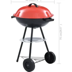 Barbacoa portátil de carbón con ruedas rojo/negro Ø44 cm