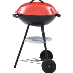 Barbacoa portátil de carbón con ruedas rojo/negro Ø44 cm
