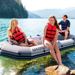Barco hinchable Mariner 3 Intex 3 personas con remos+bomba de hinchado gris 46x127x297 cm